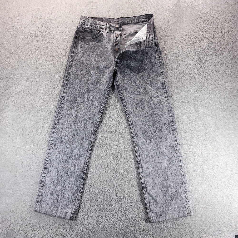 VTG Levis 501 Jeans Mens 31x29 Gray Straight Acid Wash Made in USA 80s